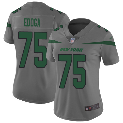 New York Jets Limited Gray Women Chuma Edoga Jersey NFL Football #75 Inverted Legend